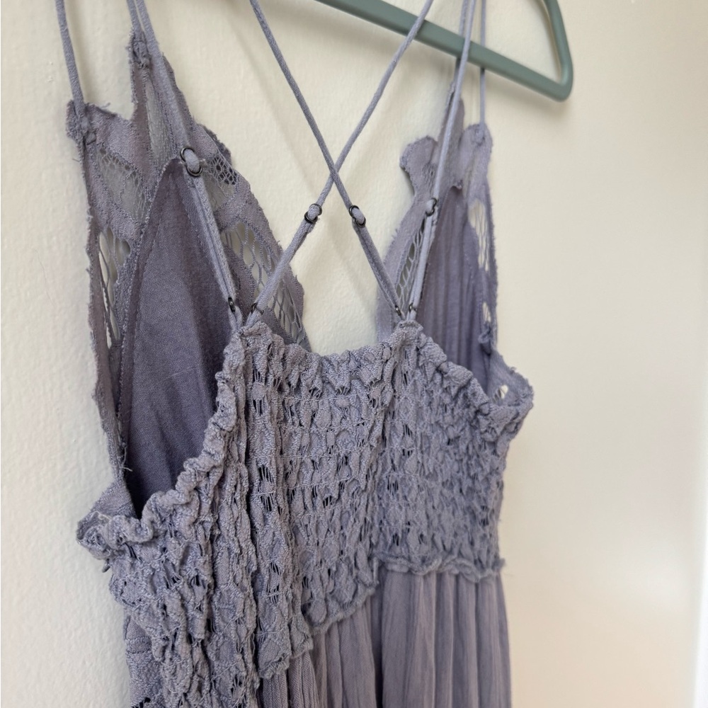 Free People Adella Maxi Dress Size Small  Lace Maxi Dress in Dark Gray Boho Chic - Picture 10 of 15